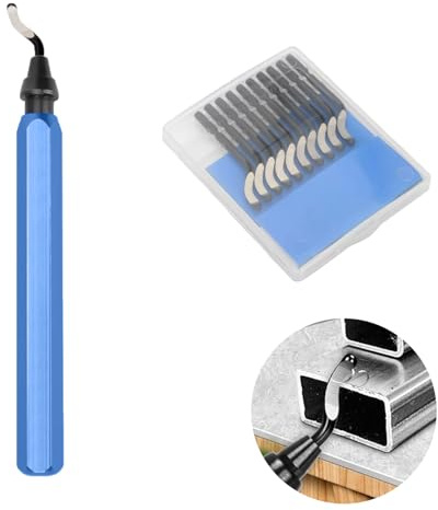 Deburring Tool Set, Metal Handle with 10 PCS BS1010 High Speed Blades | 360 degree rotatable pen reamer, burr remover, for cutting deburrs wood, portable, practical, precision, replacement
