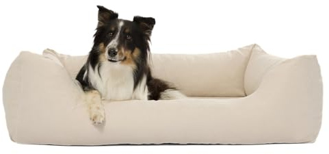 PAW WOW Emma Hundebett | Orthopädisches Hundebett | Hundekörbchen für mittelgroße und große Hunde (Beige, 105x75cm)