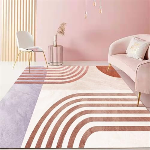 RUGMRZ Balkonteppich Moderne Geometrie, Mode, Einfachheit, Wohnzimmer, Sofa, Schlafzimmer, Anti-Rutsch Küchen Teppich Rosa Teppiche Für Schlafzimmer Hochflor Teppich 180X280CM