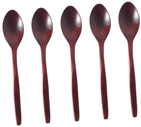 HOLIDYOYO 5piezas Cuchara De Madera De Mango Curvado Para Arroz y Salsas Utensilio De Cocina y Restaurantes