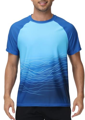VAYAGER Herren UV Shirt Rash Guard T-Shirt Schwimm Shirt UPF 50+ Badeshirts,schnell trocknend, lockere Passform, Wassersurf-Shirt