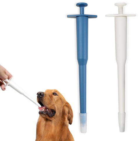 VPB 2 mangiatoie a stantuffo per pillole per animali domestici, gatti, cuccioli, conigli, uccelli, compresse, riutilizzabili, dispenser per medicinali per animali domestici, con impugnatura laterale