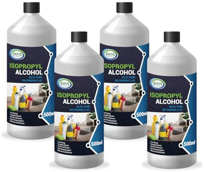 Isopropyl Alcohol 99.9% Pure | Lab Grade IPA | Isopropanol 4x 500 ml | Rubbing Alcohol for Cleaning and Disinfecting | Solvent for Electronics, Windows, Glass, Appliances. (2 Litre)