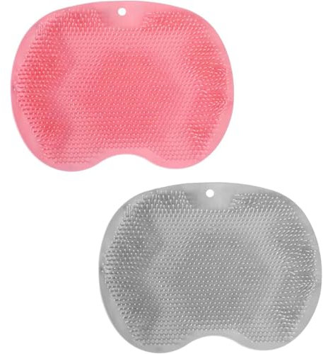 2Pcs Wall-Mounted Shower Foot Scrubber for Men and Women - Exfoliating Bath Wash Pad with Suction Cups, Calluses and Dead Skin, Back Washer and Massage Cushion Brush