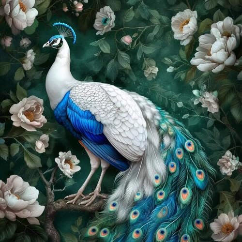 Malen Nach Zahlen Erwachsene Flower Peacock (2), DIY Kreativ Set Erwachsene, 100x100cm Malen Nach Zahlen Kinder und Anfänger, mit Pinseln und Acrylfarben Handgemalt Ölgemälde Leinwand, Decor D-772