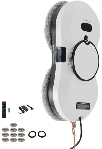 Robot per la pulizia delle finestre, 2800Pa, lavavetri elettrico con telecomando, 10 panni in fibra, pulizia a secco e a umido, navigazione intelligente per finestre, piastrelle, specchi, porte in