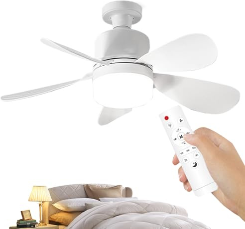 Ventilador De Techo Para Habitación,Ventilador De Enchufe Portátil Con Luz | Iluminación Inteligente Dispositivo Refrescante Desmontable Para Hogar Oficina Jardín Sala Cocina Garaje