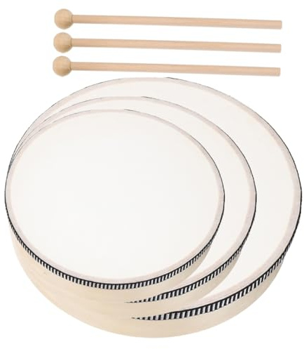 HONITANO Lot De 3 Tambourins à Main en Bois pour Adultes, Tailles 15 Cm, 20 Cm Et 25 Cm, Percussion Portable, Instrument De Musique pour Scène Et Éducation Musicale