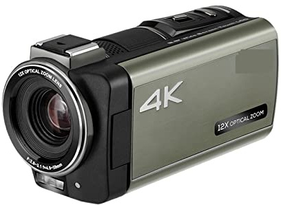 Caméra vidéo Streaming en Direct Caméscope numérique 4k Caméra Vlog Professionnelle Zoom Optique 12X Cadeau pour débutants