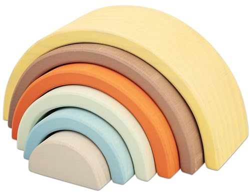 Betzold Regenbogen Holzbausteine - farbige Bauelemente für Fantasie und Kreativität