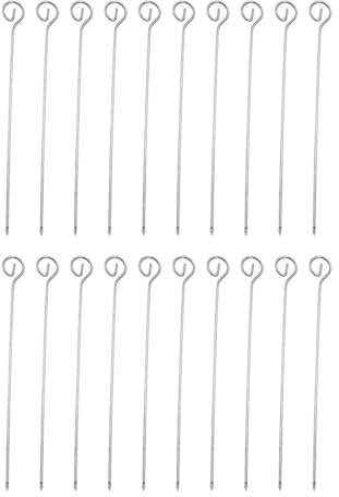 HOMSFOU Brochettes de Viande en Acier Inoxydable 22,2 Cm, Lot de 20 Bâtonnets pour Barbecue Réutilisables, Résistantes à Haute Température, pour Grillades en Plein Air