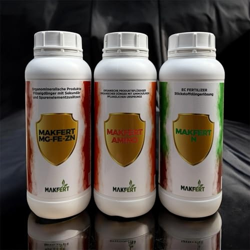 Makfert Flüssigdünger Set für Zwiebel & Knoblauch – 3er Pflanzen Dünger Set (Amino + Stickstoff + MG-FE-ZN) – mit Aminosäuren, Magnesium, Eisen & Zink – für Garten, Hochbeet & Gewächshaus