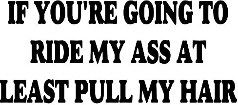 If You're Going to Ride My Ass at Least Pull My Hair Funny Bumper Sticker Car Van Bike Sticker Decal Printed On to White Vinyl