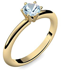 Goldring Aquamarin 585 + inkl. Luxusetui + Aquamarin Ring Gold Aquamarinring Gold (Gelbgold 585) - Precious Amoonic Schmuck Größe 58 (18.5) AM195 GG585AQFA