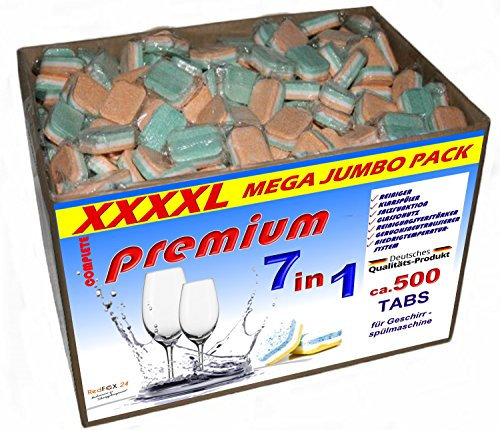 RedFOX24 Premium Spülmaschinen Tabs - mit wasserlöslicher Folie - Geschirrspültabs - 7 verschiedene Funktionen - in einem 10 KG Karton erhältlich