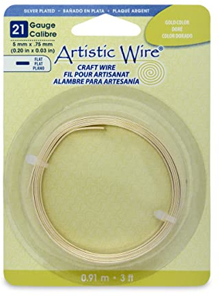 Artistic Draht 21-Gauge flach 5 mm von 0,75 mm, 0,9 m, Gold