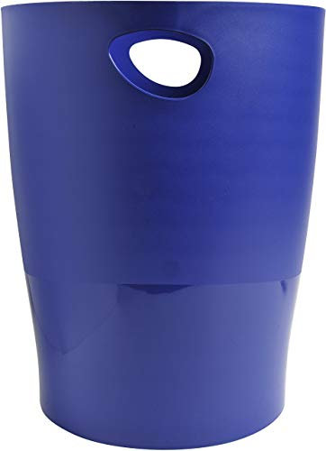 Exacompta - Ref. 453104D - Cestino gettacarte con manici ECOBIN - grande capacità 15 litri - certificato Angelo Azzurro - dimensioni 26,3 x 26,3 x 33,5 cm - garanzia 1 anno - Blu opaco