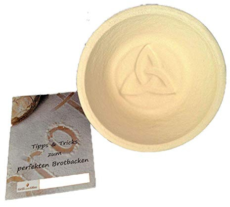 Gärkorb Gärkörbchen Holzschliff für 1,0 kg Brote rund mit Bodenmuster Celtic, inkl. Info 'perfekt Brot backen'