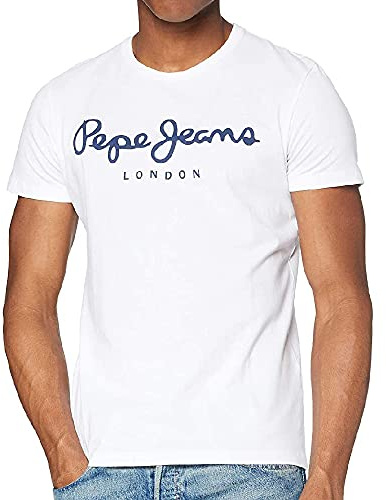 Pepe Jeans Original Stretch Camiseta para Hombre Slim Fit Manga Corta Blanco, M