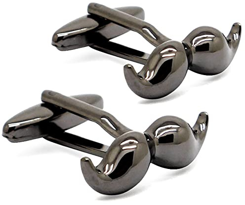 HONEY BEAR Moustache Beard Cufflinks for Men Shirt Wedding Gift(Black)