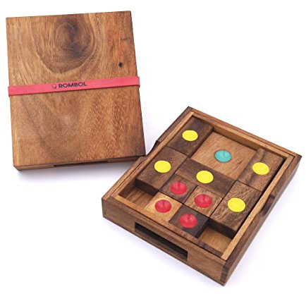ROMBOL Khun Pan, groß, Schiebespiel, Reisespiel, Holzspiel, Denkspiel, Knobelspiel, Geduldspiel aus Holz