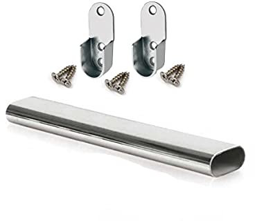 GTV Oval Rail Tube Wardrobe Chrome 500mm + End Support & Screws