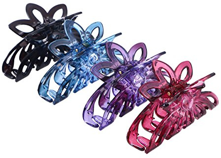FRCOLOR 4pcs Kunststoff große Haargreifer Clip Schmetterling Kiefer Clip Haarspange für Frauen (Mischfarbe)