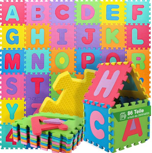 Panorama24 Puzzlematte für Babys und Kinder, Spielteppich Spielmatte Lernteppich Kinderspielteppich Schaumstoffmatte Matte bunt, 86 TLG. ca. 180x180 cm