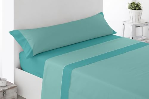 Energy Colors Textil - Excellent 105 - Juego SÁBANAS Completo 3 Piezas Verano Cama 105 x 190-200 cm (Aqua)