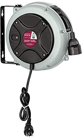 MAXTOOLS ER200, Avvolgitubo Elettrico Automatico, Mini Arrotolatore con Doppia Guida e Cavo Antiolio, Interruttore Termico di Protezione, Lunghezza 8 Metri (8m)