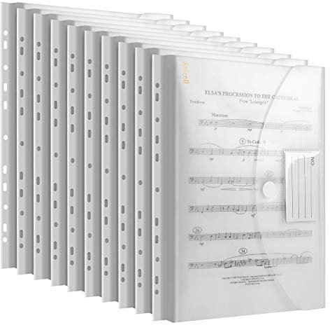 Dokumententasche A4 10 pack- dreidimensionale A4 Dokumentenmappe Sammelmappen für Dokumente Organisieren mit Binderlöcher/Klettverschluss und Etikettentasche wasserdicht jede bis zu 300 Papiere