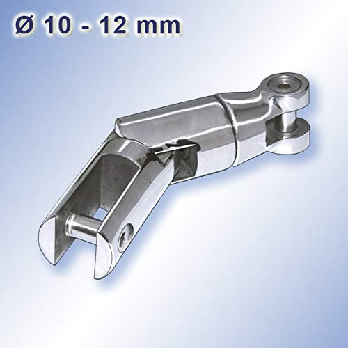 Power Ankerwirbel | A4 (V4A) Edelstahl rostfrei | stainless steel AISI 316 | rostfrei | glänzend poliert | mit Wirbel und Gelenk passend für Kette Ø 10-12 mm