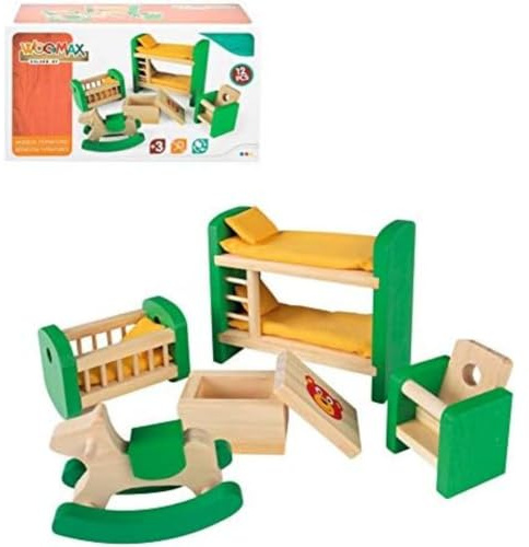 WOOMAX - Ensemble de Meubles Maison de poupée en Bois pour Chambre d'enfant (46470)