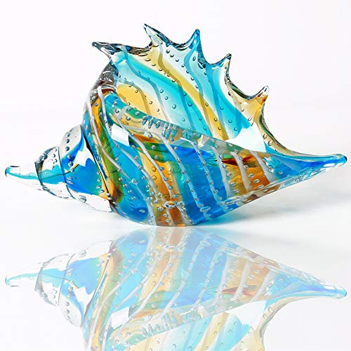 EUSTUMA Mundgeblasene Glasmuschelfiguren, Meerestier-Ornament für Heimdekoration, Meerestier-Kollektion als Geburtstagsgeschenk, Glasmuschel