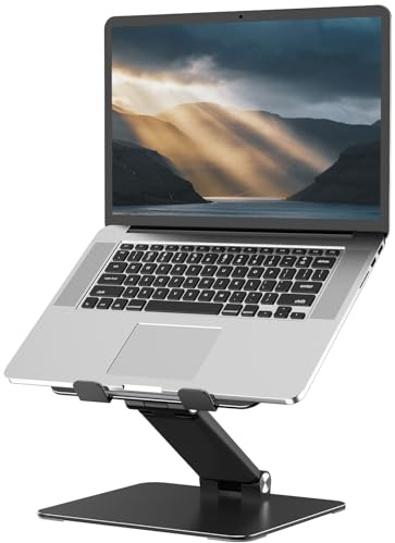 Tonmom Adjustable Laptop Stand for Desk, Metal Foldable Laptop Riser | Portable Laptop Holder, Ventilated Cooling Computer Notebook Stand Compatible with 10-17.3” Laptops, Tablets