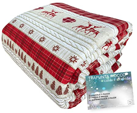 Tex family Trapunta Piumone Invernale morbida e calda Made in Italy Tirolese Coassolo Rosso Matrimoniale 2 PIAZZE