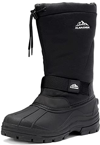 ALEADER Mens Snow Boots, 400g Insulated Winter Boots Waterproof Warm Hiking Boots Black 11 D(M) US