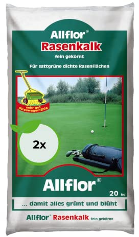 Allflor Rasenkalk I 2 x 20 Kg I Mineralischer Kalk für Rasen im Beutel I Gegen sauren Regen I Geeignet für den ökologischen Landbau I Rasenkalk lockert den Boden I Aus heimischen Kalkvorkommen