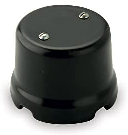Amarcords - Vintage Anschlussdose aus Porzellan mit 4 Steckdosen. Kabel- und Drahtabdeckungen aus Keramik in Retro-Farbe SCHWARZ