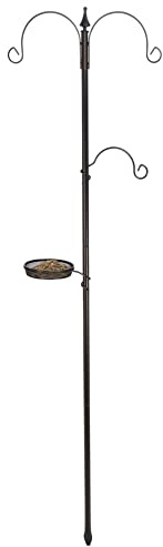 Vogel Futterstation aus Stahl in braun - 190 x 50 cm - Futterstelle mit Meisenknödel Halter und Futterschale - Garten Deko Futter Stelle Station Spender Schale