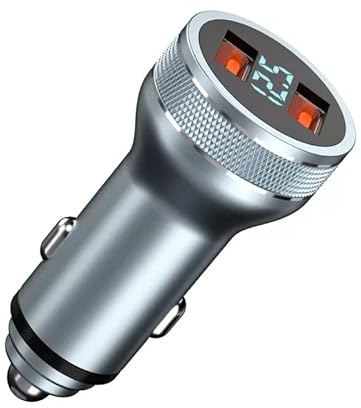 Universale metallo doppia porta USB LED rivelatore di tensione display auto caricabatterie presa, 2 porte USB veloce 27 W adattatore accendisigari USB auto telefono ricarica rapida QC3.0 per Phone