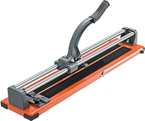 GYMAX Fliesenschneider 80cm, Manueller Fliesenschneidmaschine mit Drehwinkel 0°–60°, Schnittlänge bis 61cm, Schnittstärke 5-12mm, Fliesenschneiderwerkzeuge für Werkstätten & Industrieanlagen