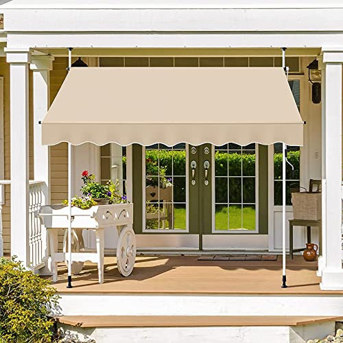 REALN Klemmmarkise, Balkonmarkise mit Handkurbel, ausziehbare Markise für Balkongarten, höhenverstellbare Markise, UV-beständig, wasserabweisend, kein Bohren (Size : L:3m/10ft)