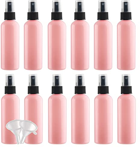 YANCAER 24 Stück 100ml Leer Rosa Kunststoff Sprühflasche mit Schwarz Sprühkopf, Tragbare Sprühflasche Reise Klein, Zerstäuber Nebel Parfümzerstäuber Sprayflasche für Wasser Kosmetik