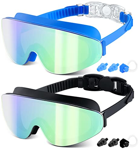 EasYoung Kids Swim Goggles for Age 6-12, 2-Pack Frameless Kids Goggles for Swimming, Anti-Fog, Waterproof, Boys & Girls