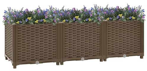 Homgoday Aiuola Rialzata in Polipropilene, Colore Marrone, Dimensioni 120x40x38 cm, Ideale per Giardino, Balcone o Terrazza, Facile Assemblaggio