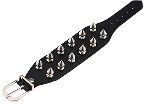 Punk Drei Reihen Cuspidal Spikes Nieten Armbänder Frauen Breite Manschette PU Leder Gothic Rock Unisex Armband Herren Schmuck Armband Stil 4 schwarz