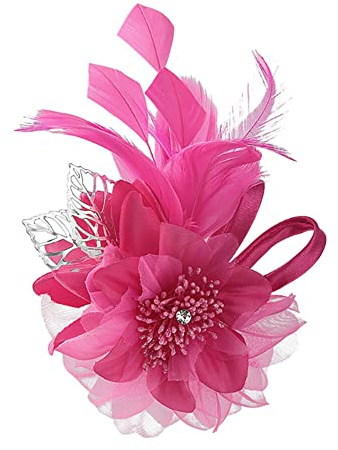 Surakey Blume Fascinator Feder Brosche für Frauen Mädchen,Mode Vintage Corsage Brosche Braut Hochzeit Cocktai Party Weihnachten Kleid Up Corsage Haarspange Hut Zubehör für Hochzeit Bankett Party