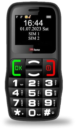 TTfone TT220 Big Button Mobile Phone for the Elderly with Emergency Assistance button, talking keys, long battery life, torch, Bluetooth, Simple easy to use - Pay As You Go (EE, with £0 Credit, Black)