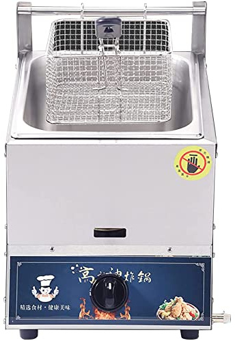 CGLYYDS 10L/20L Professionnelle Friteuse à Gaz,Deep Fryer Friteuse à gaz Professionnelle, avec paniers et couvercles, pour Frites Beignets Poisson,10L